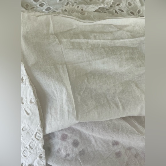 Nordstrom White Eyelet Collared Lined Dress Pockets Beach Wedding Size 5 - Picture 5 of 15